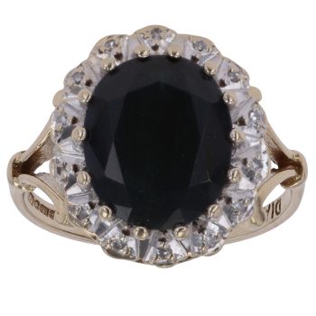 9ct Yellow Gold 0.05ct Diamond and Sapphire Cluster Ring