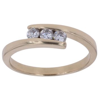 9ct Yellow Gold Cubic Zirconia Three Stone Ring