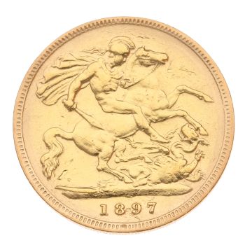 1897 Victoria Old Head UK Half Sovereign Coin