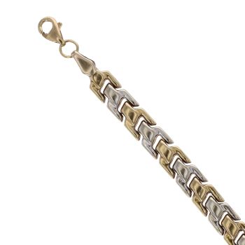 9ct Yellow and White Gold Plain Gate Bracelet 7"