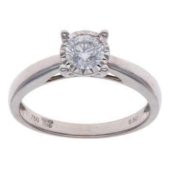 18ct White Gold 0.50ct Brilliant Cut Diamond Solitaire Ring