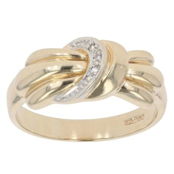 9ct Yellow Gold 0.02ct Diamond Crossover Ring