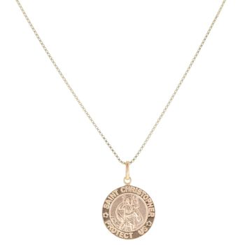 Gold Plated Silver St Christopher Pendant and Chain 18"