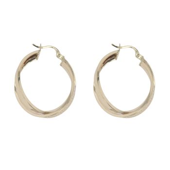 14ct Yellow Gold Greek Key Criss Cross Hoop Earrings