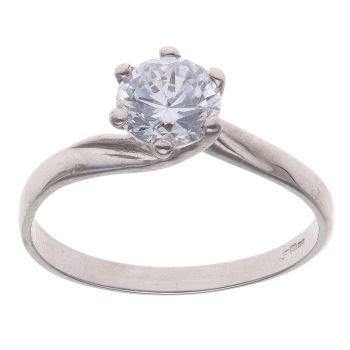 9ct White Gold Cubic Zirconia Single Stone Ring