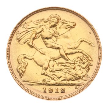 1912 George V Large Head UK Half Sovereign Coin