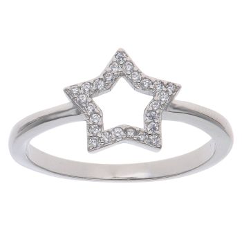 Silver Cubic Zirconia Star Ring By Icesia