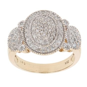 9ct Yellow Gold 0.61ct Brilliant Cut Diamond Cluster Ring