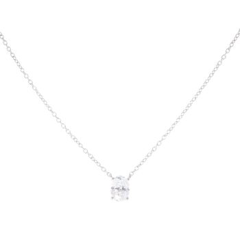 9ct White Gold 0.50ct Lab Grown Oval Cut Diamond Solitaire Pendant & Chain 18"