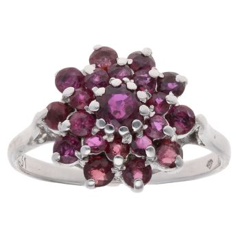 9ct White Gold Ruby Cluster Ring