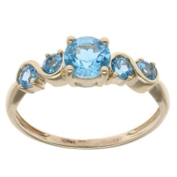 9ct Yellow Gold Blue Topaz Five Stone Ring