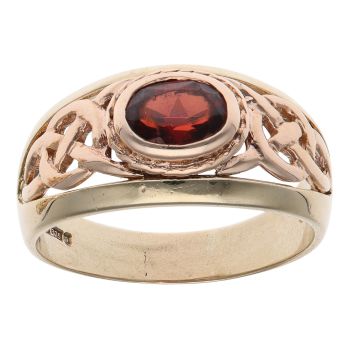 9ct Yellow and Rose Gold Garnet Clogau Ring