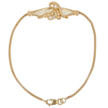 18ct Yellow Gold Cubic Zirconia Patterned Bracelet 7"