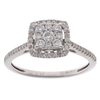 9ct White Gold 0.36ct Brilliant Cut Diamond Cluster Ring