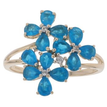 9ct Yellow Gold Cubic Zirconia and Blue Topaz Ring