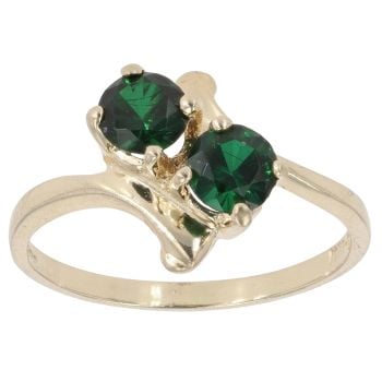 9ct Yellow Gold Diopside Two Stone Ring
