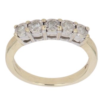 9ct Yellow Gold 0.15ct Brilliant Cut Diamond Five Stone Ring