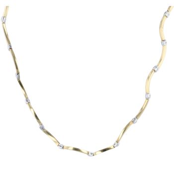 18ct Yellow and White Gold 0.20ct Brilliant Cut Diamond Necklace 16"