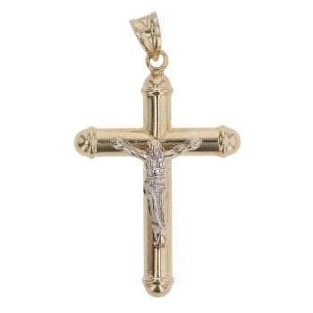 14ct Yellow And White Gold Crucifix Pendant