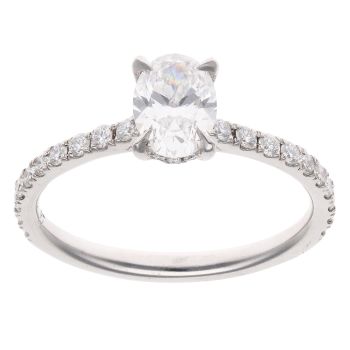 Platinum 1.50ct Oval and Brilliant Cut Lab Grown Diamond Solitaire Ring
