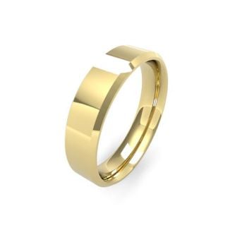 9ct Yellow Gold 5mm Soft Chamfered Edge Wedding Band