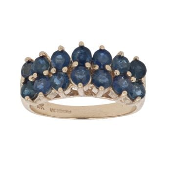 9ct Yellow Gold Two Row Sapphire Ring
