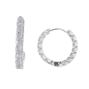 Silver Stone Set Eternity Huggies Hoop Earrings By Icesia
