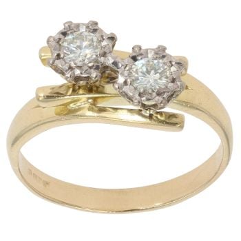 18ct Yellow Gold 0.30ct Brilliant Cut Diamond Two Stone Ring