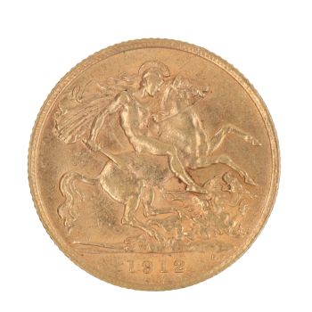 1912 George V Large Head UK Half Sovereign Coin
