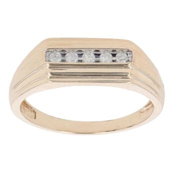 9ct Yellow Gold 0.10ct Diamond Five Stone Signet Ring