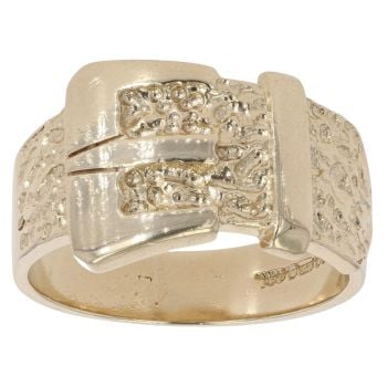 9ct Yellow Gold Patterned Buckle Ring