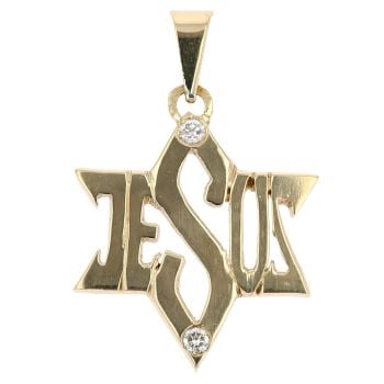 18ct Yellow Gold Jesus Star of David 0.15ct Diamond Pendant