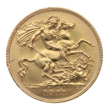 1911 George V Large Head Canada Half Sovereign Coin