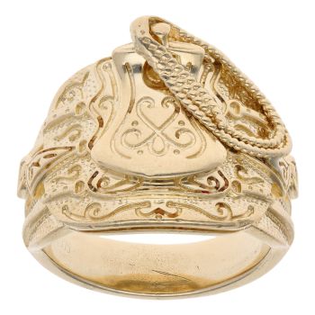 9ct Yellow Gold Patterned Saddle Ring