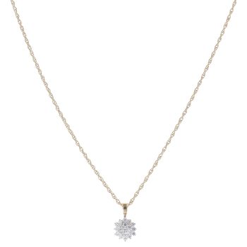 9ct Yellow Gold Cubic Zirconia Cluster Pendant and Chain 18"