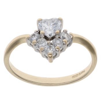 9ct Yellow Gold Cubic Zirconia Wishbone Ring