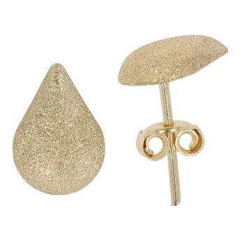 18ct Yellow Gold Hammered Pear Stud Earrings