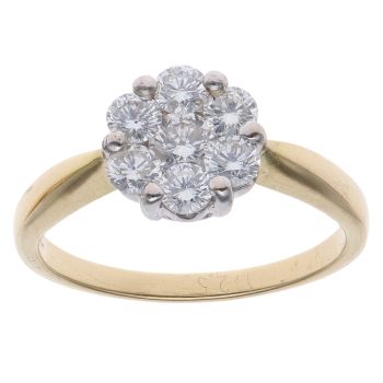 18ct Yellow Gold 1.25ct Brilliant Cut Diamond Cluster Ring