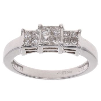 18ct White Gold 0.50ct Princess Cut Diamond Cluster Ring
