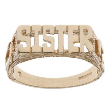 9ct Yellow Gold Patterned Sister Ring