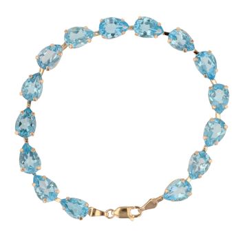 9ct Yellow Gold Blue Topaz Bracelet 8"