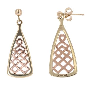 9ct Yellow and Rose Gold Celtic Lady Guinevere Clogau Drop Earrings