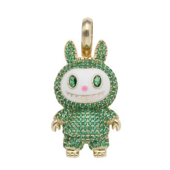 14ct Yellow Gold Green Gemstone Bunny Pendant