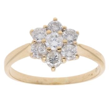 18ct Yellow Gold 1.00ct Diamond Cluster Ring