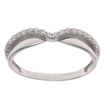 9ct White Gold 0.20ct Brilliant Cut Diamond Wishbone Ring