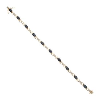 9ct Yellow Gold 0.05ct Diamond And Sapphire Bracelet 7"