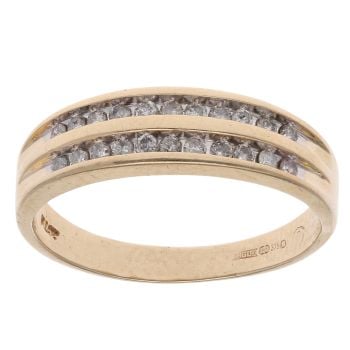 9ct Yellow Gold 0.25ct Brilliant Cut Diamond Two Row Ring