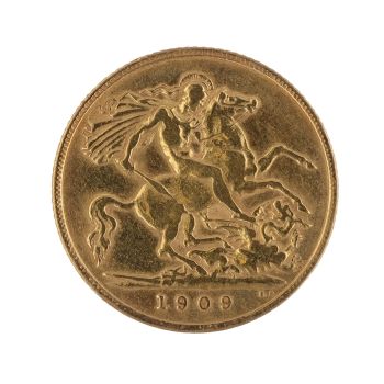 1909 Edward VII Large Head UK Half Sovereign Coin