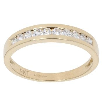 9ct Yellow Gold Cubic Zirconia Half Eternity Ring