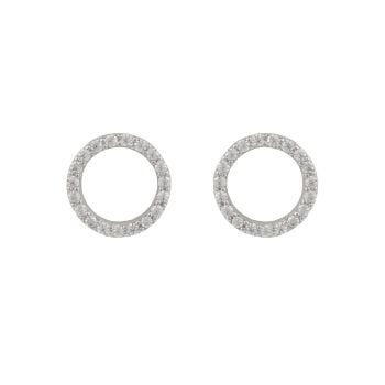 Sterling Silver Open Halo Cubic Zirconia Stud Earrings